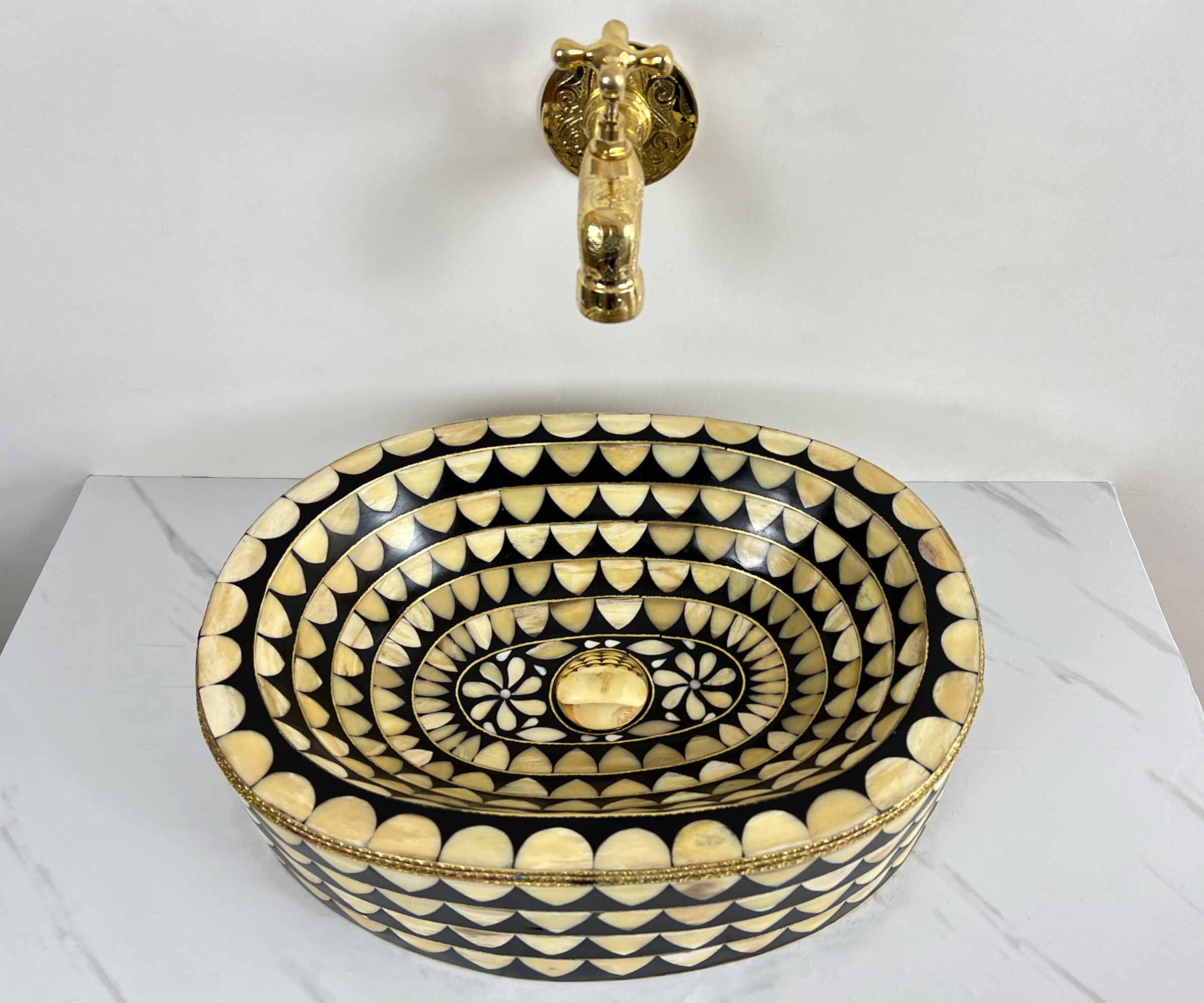 Brass Sink with Black Resin
